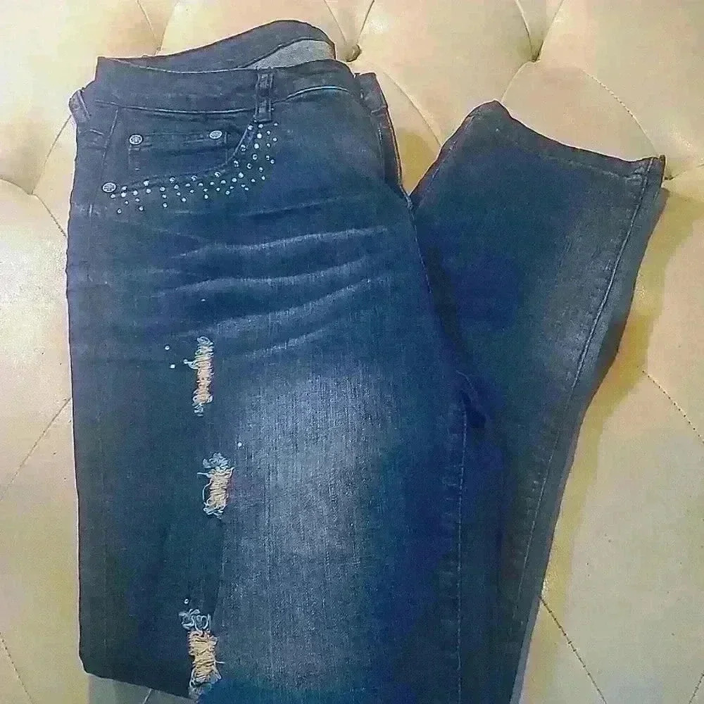 V Cristina Rhinestone Jeans sz 12